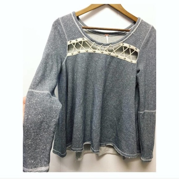 Free People | Laced Chest Long Sleeve Top Striped - Picture 3 of 8